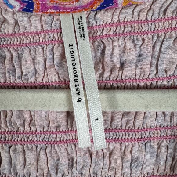 THE ANTHROPOLOGIE Women”s Peregrine Mini Dress Paisley Pink Orange Blue LARGE - Picture 3 of 11